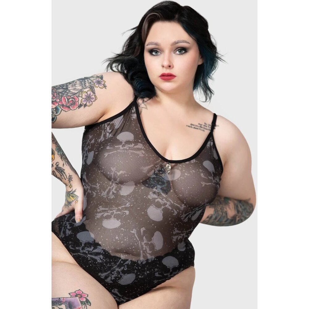 Killstar Contortion Bodysuit Plus Size 4XL Skulls Print Skull Accent Sheer Sexy